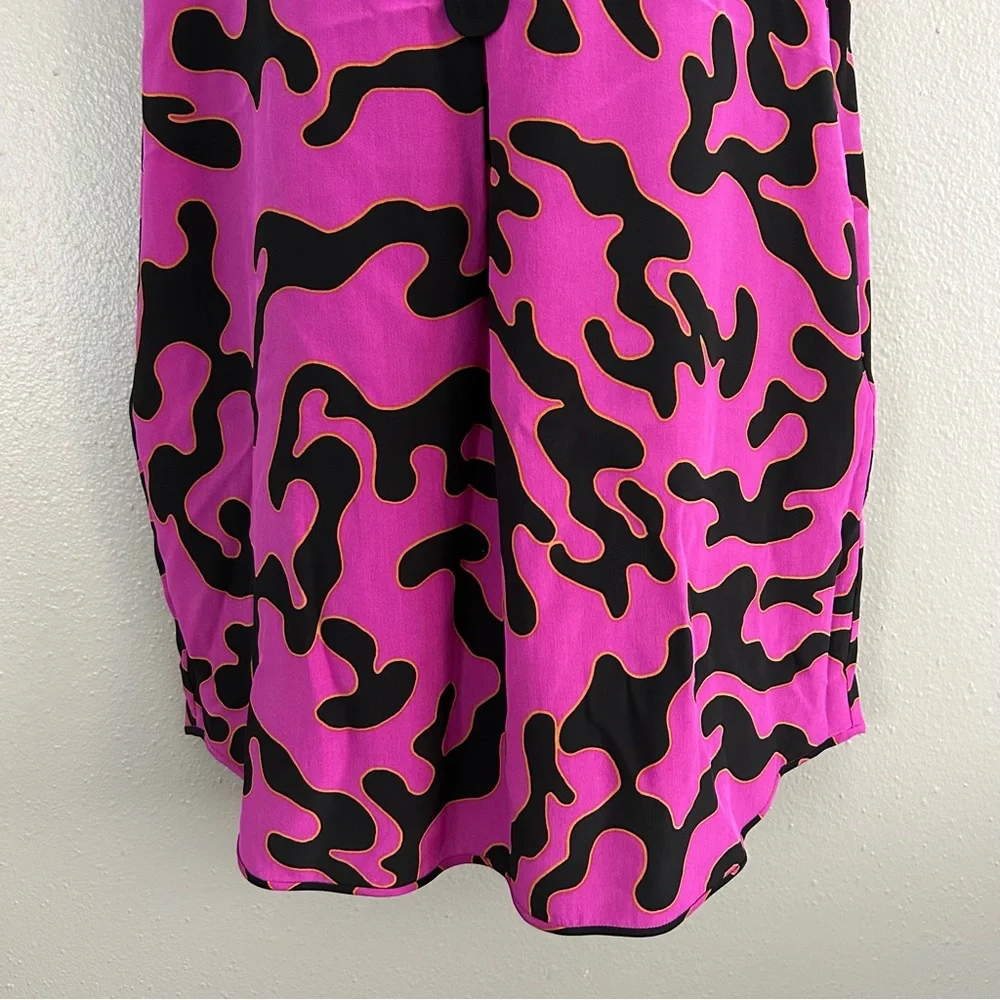 Diane Von Furstenberg DVF 100% Silk Firebird Print Shift Shirt Dress Size 10 - Picture 4 of 11